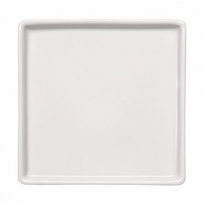 10167 - prato raso 26cm quadrado com borda branco porcelana americana Germer un