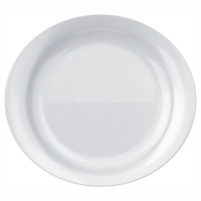 10278 - prato raso 30x27cm oval com borda peso padrão 600g branco vidro Opaline steak un