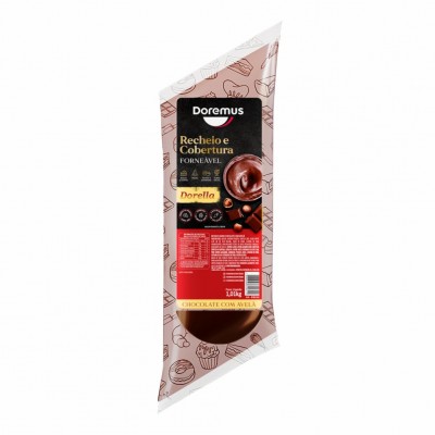 10592 - recheio e cobertura forneável chocolate com avelã dorella Doremus bisnaga 1,01kg