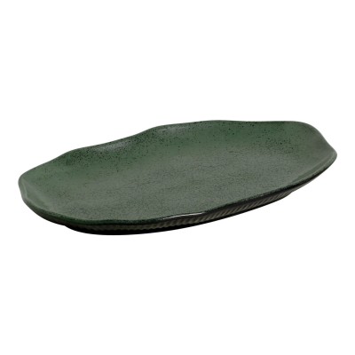 10641 - travessa refratária oval rasa 30 x 20cm verde stoneware Porto Brasil un