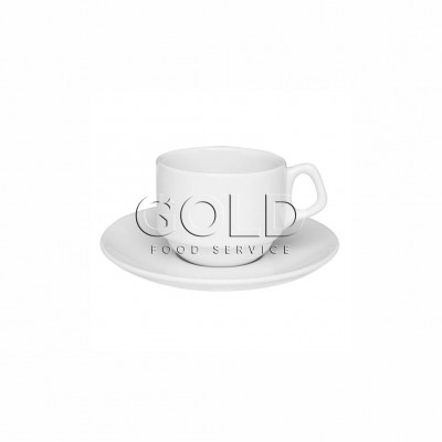 10793 - xícara de chá com pires empilhável branco porcelana Oxford 12 x 200ml