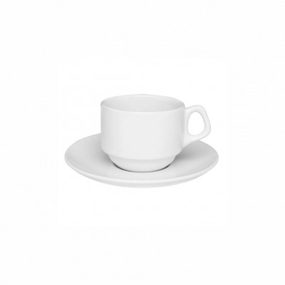 10793 - xícara de chá com pires empilhável branco porcelana Oxford 12 x 200ml