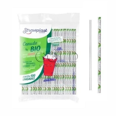 11104 - canudo para Milk Shake 21cm x 8mm Strawplast 100un - biodegradável