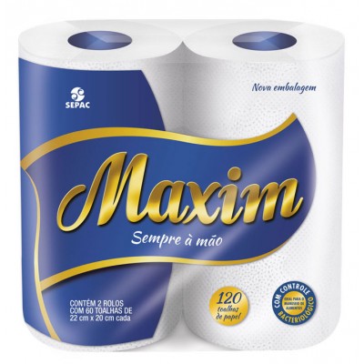 11144 - toalha papel Maxim 2 x 60 toalhas de 22 x 20cm