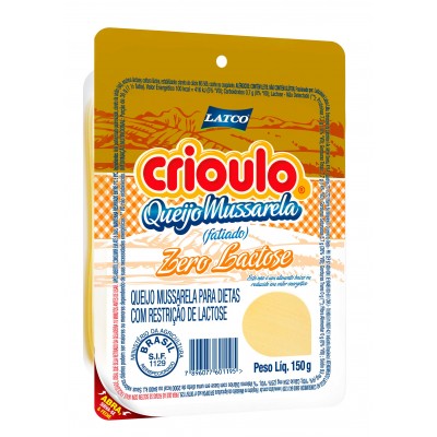 12047 - queijo mussarela fatiado zero lactose Crioulo 150g