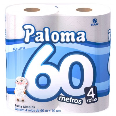 12679 - papel higiênico folha simples super Paloma 4 x 60mt