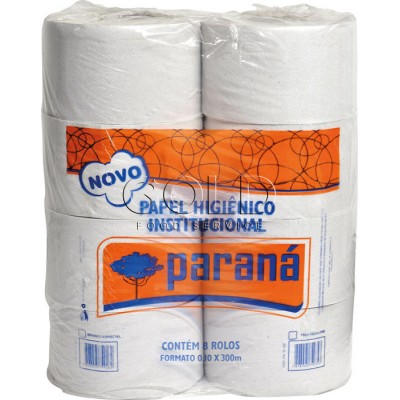 12800 - papel higiênico rolão folha simples Paraná 8 rolos x 300mt x 10cm