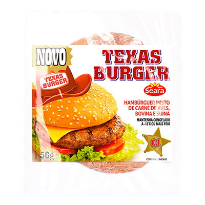 13300 - hambúrguer frango/bovino 36 x 56g diâmetro 11 Texas burger Seara