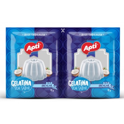 1499 - gelatina sem sabor em pó incolor Apti 2 x 12g