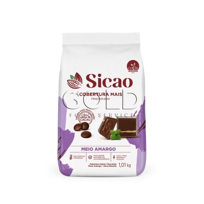 15626 - cobertura chocolate meio amargo gotas 1,01kg Sicao mais