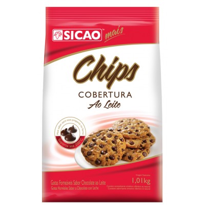 15881 - chips forneável cobertura chocolate ao leite Sicao mais 1,01kg