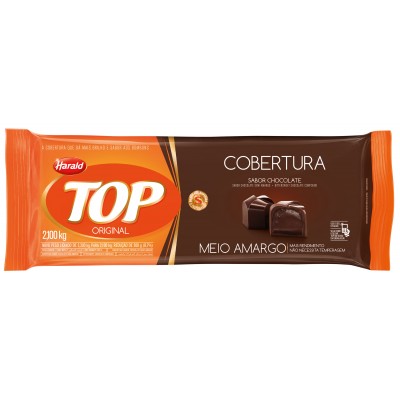 15927 - cobertura chocolate meio amargo barra 2,1kg Top Harald