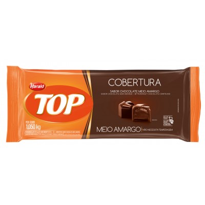 15937 - cobertura chocolate meio amargo barra 1,01kg Top Harald