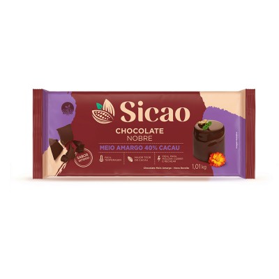 16003 - chocolate meio amargo barra 1,01kg Sicao Nobre