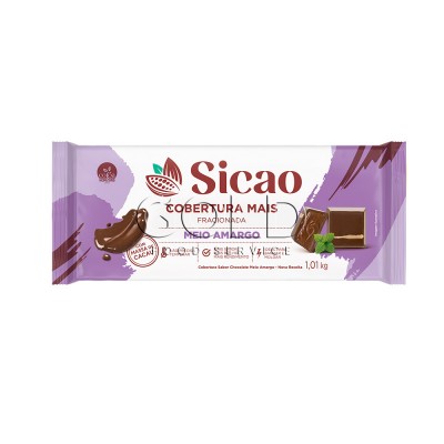 16007 - cobertura chocolate meio amargo barra 1,01kg Sicao mais