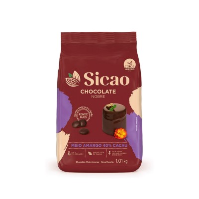 16011 - chocolate meio amargo gotas 1,01kg Sicao Nobre