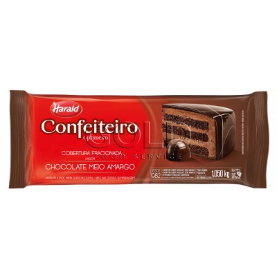 16191 - cobertura fracionada chocolate meio amargo barra 1,01kg Confeiteiro Harald