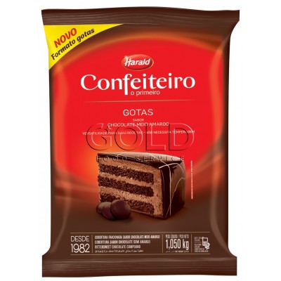 16279 - cobertura fracionada chocolate meio amargo gotas 1,01kg Confeiteiro Harald