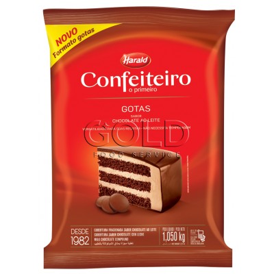 16368 - cobertura fracionada chocolate ao leite gotas 1,01kg Confeiteiro Harald