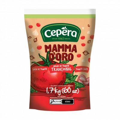 16796 - molho tomate tradicional Mamma D'oro sachê 1,7kg