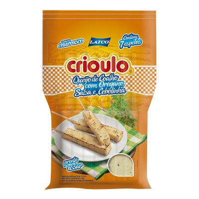 18037 - queijo coalho com orégano, salsa e cebolinha Crioulo +/- 400g 7 espetos