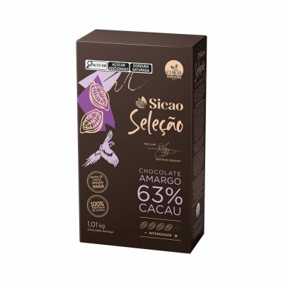 18858 - chocolate amargo 63% cacau gotas 1,01kg Sicao seleção