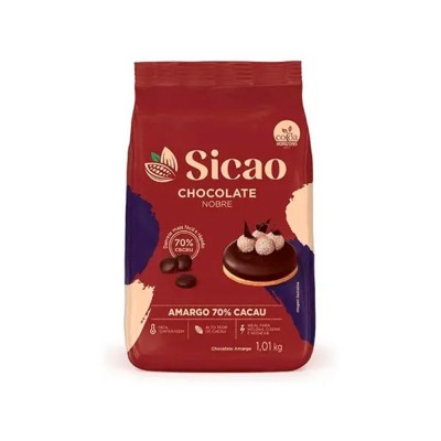 18860 - chocolate amargo 70% cacau gotas 1,01kg Sicao Nobre