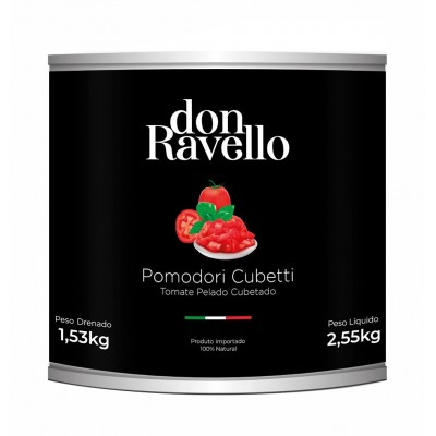 19654 - tomate pelado em cubos Don Ravello 2,5kg