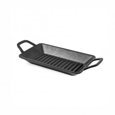 20013 - mini travessa retangular 22,5 x 10 x 3,9cm com alça preta melamina Grill Gourmet Mix un