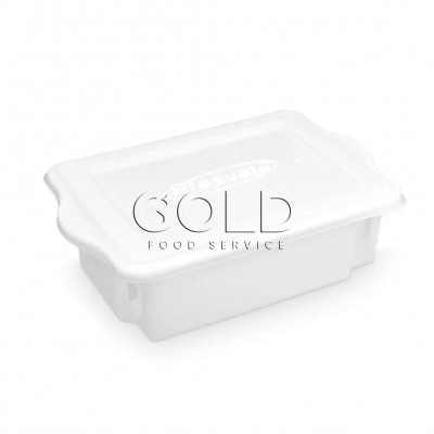 20170 - caixa plástica retangular 56,1 x 33 x 19cm 24,5l empilhável com tampa branca Plasvale