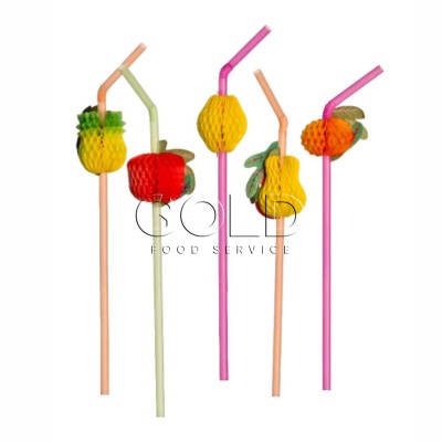 20855 - canudo flexível frutas 6mm misto Strawplast 10un