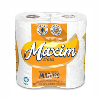 21487 - toalha papel Maxim Stylus 2 x 50 toalhas de 20,5 x 19cm