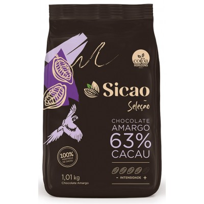3121 - chocolate amargo 63% cacau gotas 2,05kg Sicao seleção