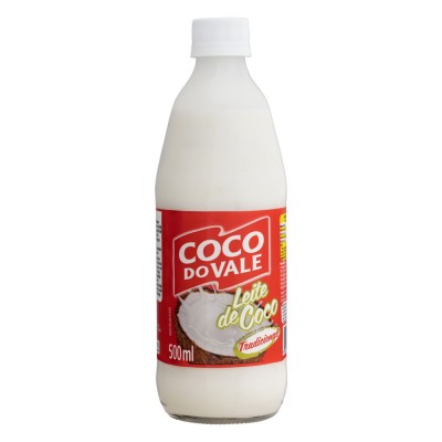 4579 - leite coco 20% gordura Coco do Vale garrafa 500ml tradicional
