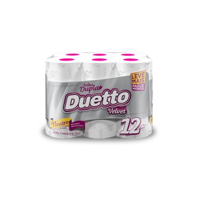 8239 - papel higiênico folha dupla Duetto velvet 12 x 30mt