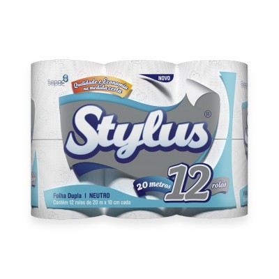 8639 - papel higiênico folha dupla Stylus 12 x 20mt